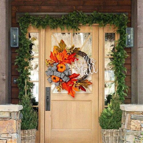 40cm Maple Leaf Pumpkin Wreath Handmade Artificial Pumpkin