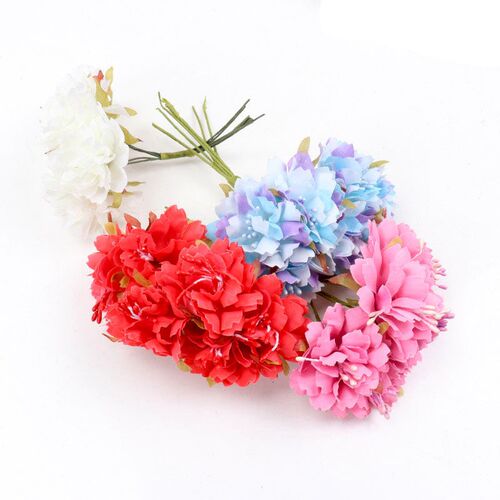 6Pcs/lot 3cm Silk Chrysanthemum Artificial Flowers Head DIY