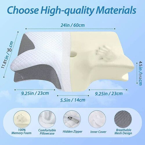 1pc Memory Foam Cervical Pillow, 2 in 1 Ergonomic Contour Or