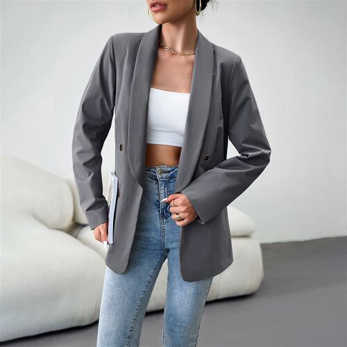 Women Blazer Tops Coat Womens Commuting Double Breasted