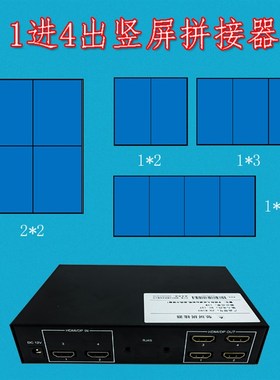 竖屏拼接盒一1进四出台电视HDMI高清多画面分割器图像旋转90270