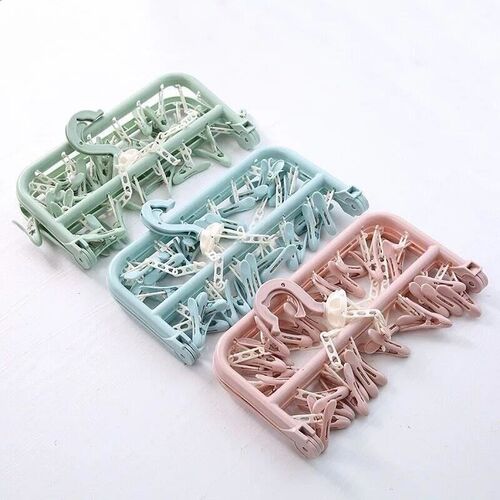 Plastic 32-clip foldable hanger for baby pantyhose hanger