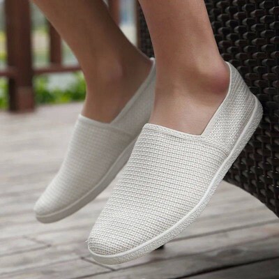 Linen Breathable Casual Flats Shoes Mens Canvas Loafers