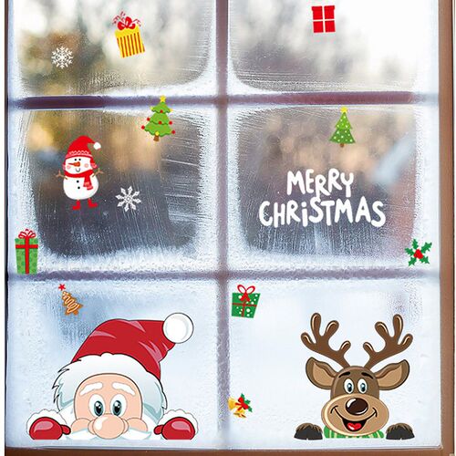 Christmas Window Decal Santa Claus Snowflake Stickers Winter