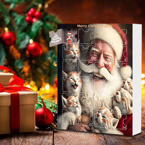 Advent Calendar 2024 Christmas Tree Cat Pendant 24 Days Chri
