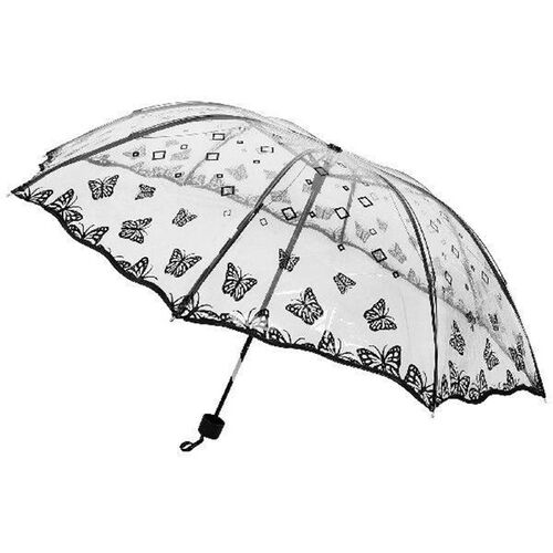 Umbrella for Travel Butterfly Transparent Folding Auto Open