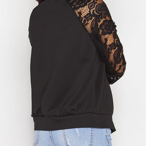 2023 autumn new lace splicing long sleeve coat ladies solid