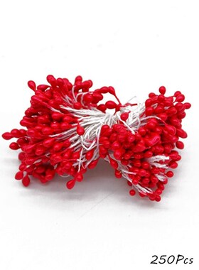 Red Theme Artificial Flower Cherry Stamen Berries Bundle DIY