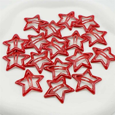 10/15Pcs Red Star Hair Clip For Girls Waterdrop Barrettes Ha