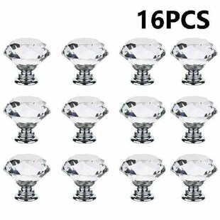 16Pcs/set 30mm Diamond Shape Design Crystal Glass Knobs