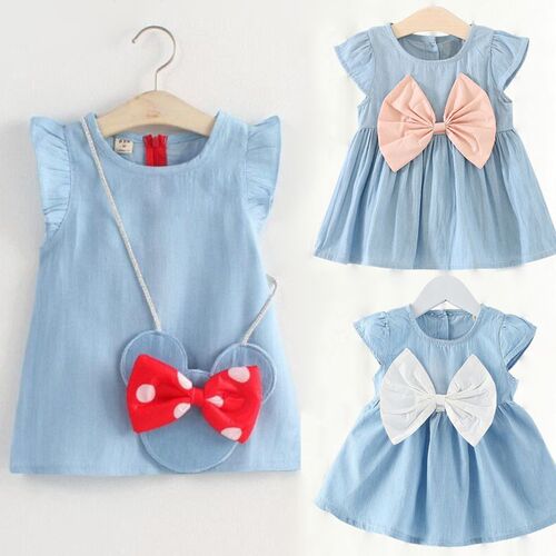 Kids Dresses Girls Casual New Fashion Costumes Cute Denim Ch