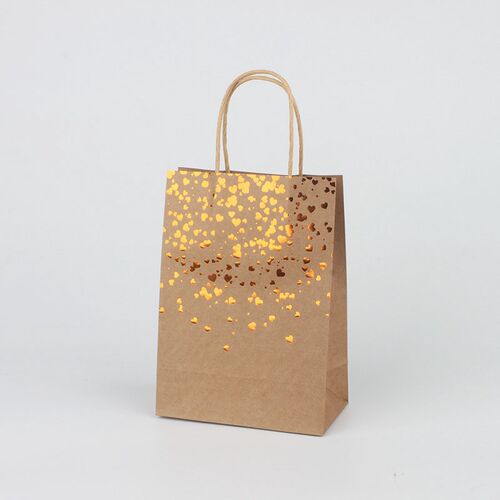 5pcs Kraft Paper Bags Bronzing Love Carry Paper Bag Birthday