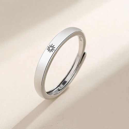 Fashion Simple Couple Ring Silver Plated Sun Moon Adjustable