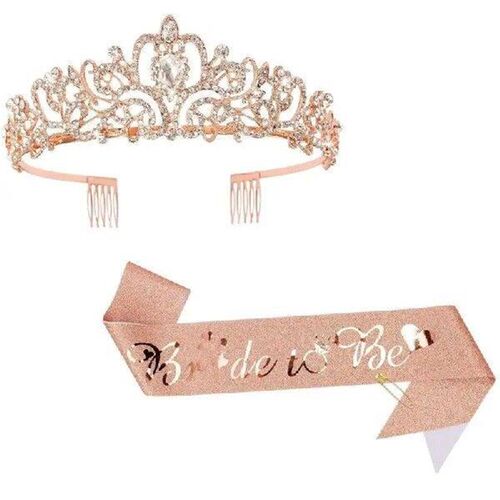 Bride to Be Set Bridal Sash Headband Rhinestones Studded