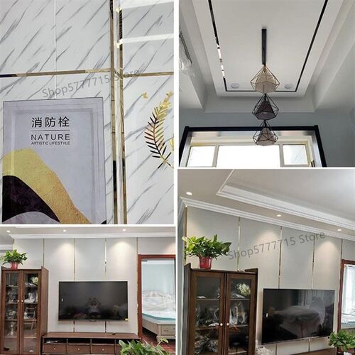1 Roll Mirror Wall Sticker Stainless Steel Decorative Line G