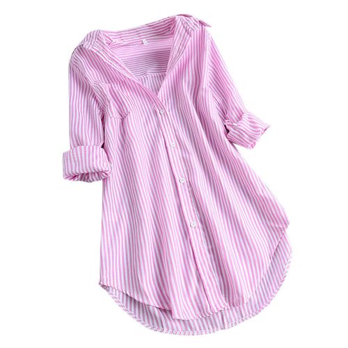 5xl Plus Size Spring Shirts For Women Fashion Stripe Button