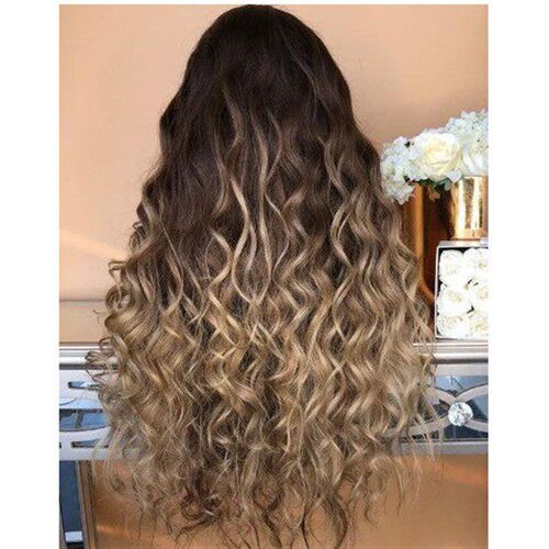 Black Gradient Brown Long Curly Hair Cos Wig