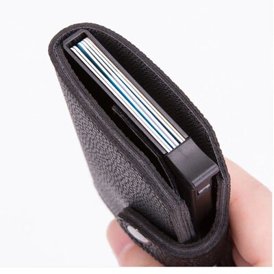 Top Quality Wallets Men Money Bag Automatic Pop-up Metal Alu