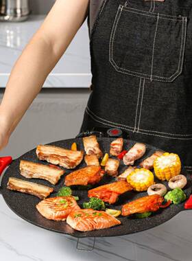 电韩烤家用烤炉肉烧烤一体盘锅式78316多功能煎烤盘烙锅不粘锅烧