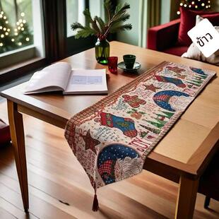 2025圣诞桌旗氛围感长桌条巾新年圣诞派对桌面装饰长条电视柜垫布