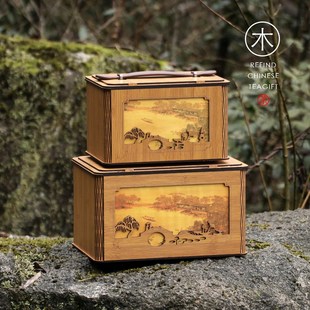 高档半斤一斤仿竹复古龙井红茶绿茶通用茶叶包装盒礼盒空盒定制