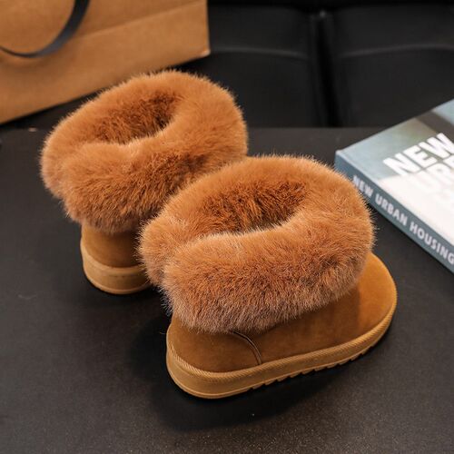 2025 Childrens Snow Boots Girls Plus Velvet Princess Short