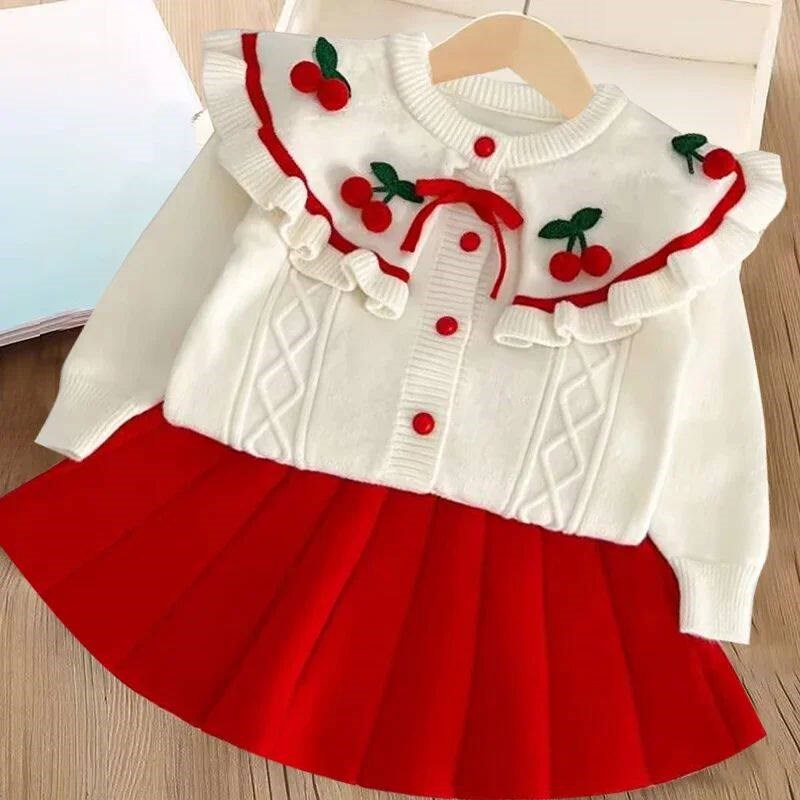 Girls Knitted Skirt Set Autumn/Winter New Baby Knitted Shir图片