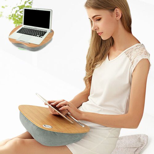 New Portable Bamboo Laptop Table Pillow Lap Desk Bookshelf T