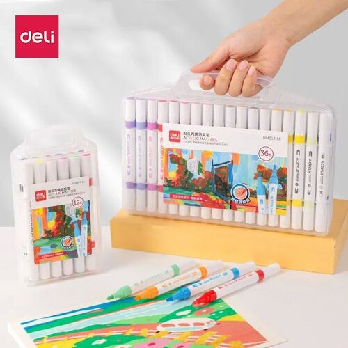 Deli Paint Markers Dual Tip Quick Drying Acrylic Marker Pens