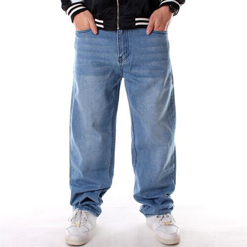 Light Blue Plus Size Jeans Mens Loose Casual rendy Hip Hop