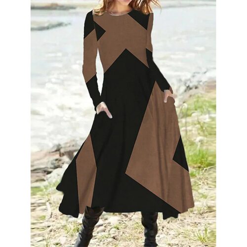 Ethnic Style Vintage Fashion Dress Women Autumn Winter Long