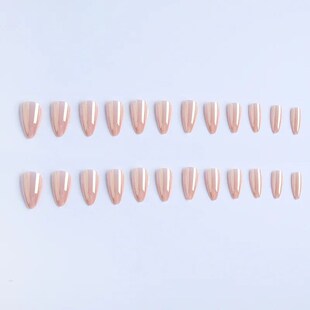 24pcs Stiletto Aurora Fake Nails Set Press On Short Almond N