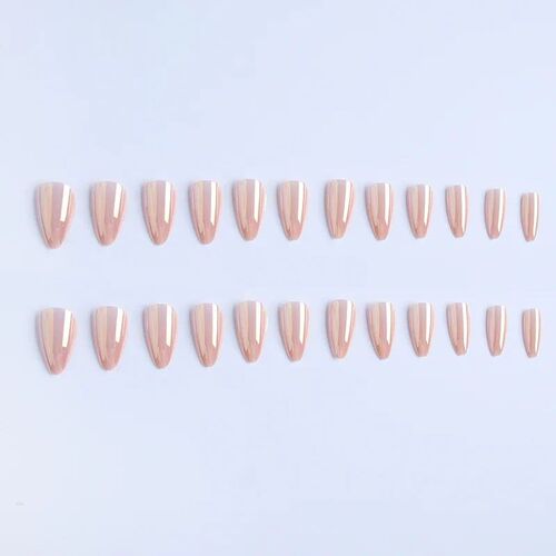 24pcs Stiletto Aurora Fake Nails Set Press On Short Almond N