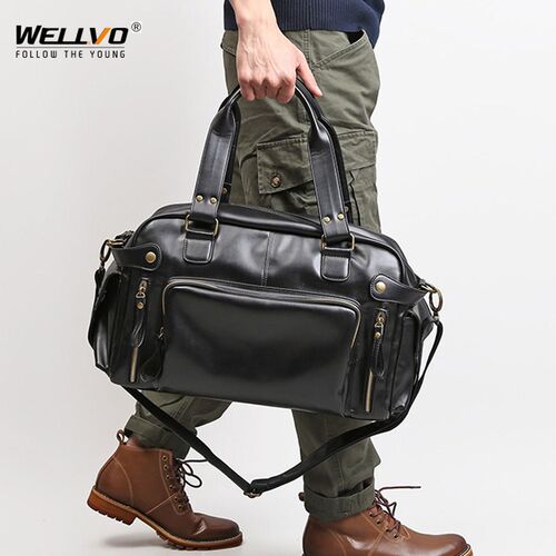Mens Soft Leather Briefcase For Laptop Tote Bags Business S