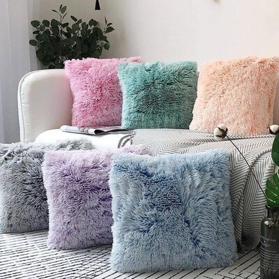 European solid color plush pillowcase sofa cushion cover抱枕