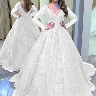 202 New Deep V-neck Prom Dresses A-line Sequined Fashion Te