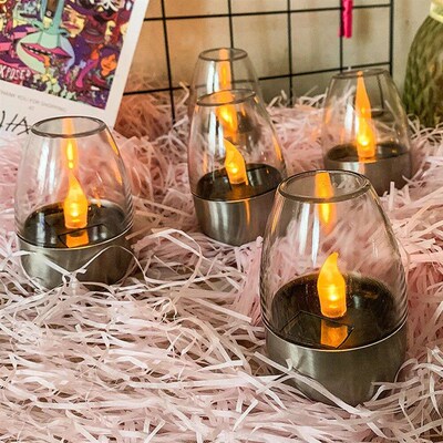 LED Solar Flameless Candle Lamp With 1.2V 600MAH Rechargeabl