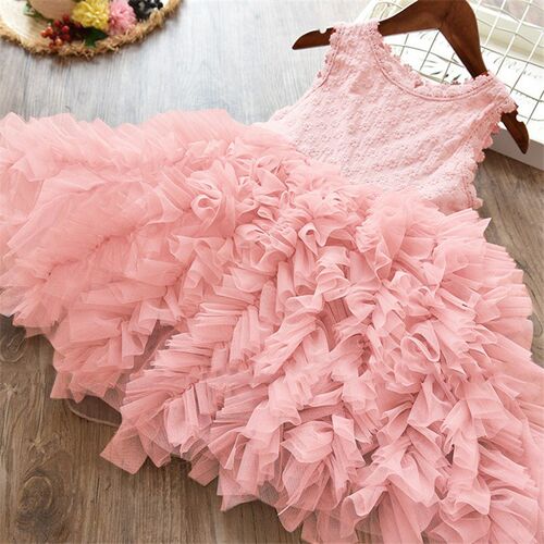 Lace Girls Princess Dress Fluffy Cake Smash Dresses Kids Chr