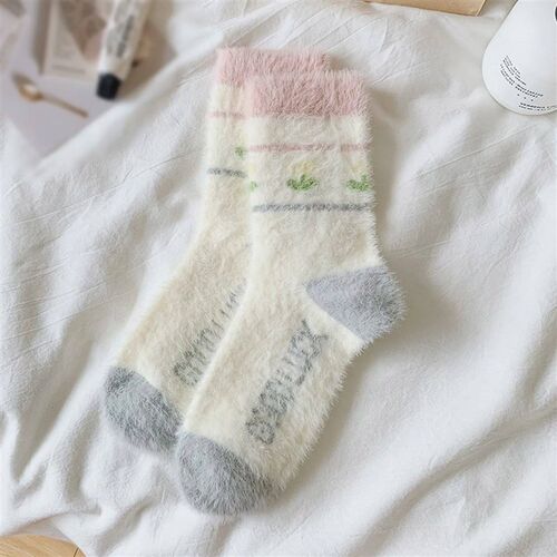 Lamb Velvet Socks women Cute cattoon printing Velvet Thick N