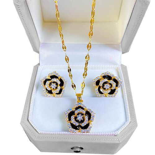 316L Stainless Steel Chain Micro Inlaid With Zircon Flower L