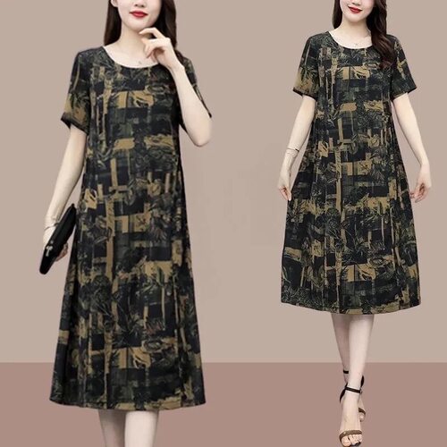 Middle-aged Womens Midi Dress Woman Dress Vestido Femme