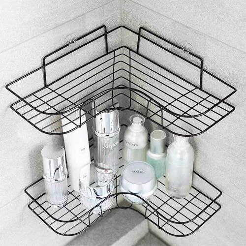 Wall-mounted bathroom triangular storage rack, no drilling r