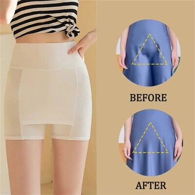 Womens High Waisted Ice Silk Shorts Seamless Molded Clothin