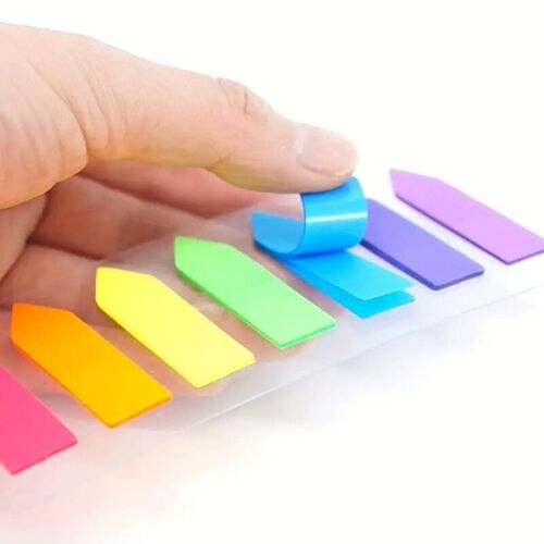 7 Colors Fluorescent PET Index Stickers Students Book