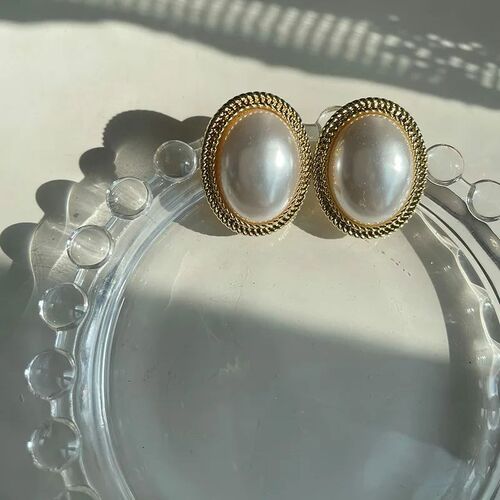 Imitation Pearl Zircon Retro Elegant Irregular Oval Square H