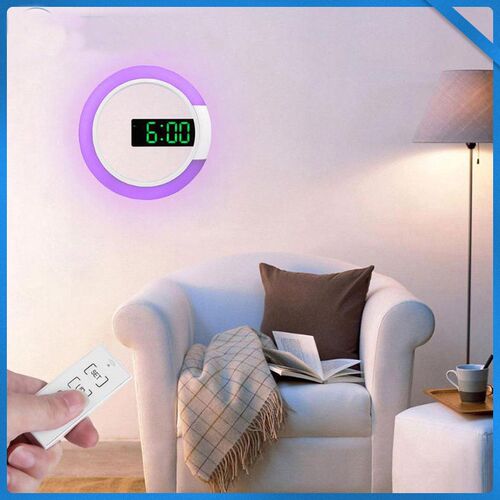 3D LED wall clock Digital Table Clock Alarm Mirror Hollow Wa