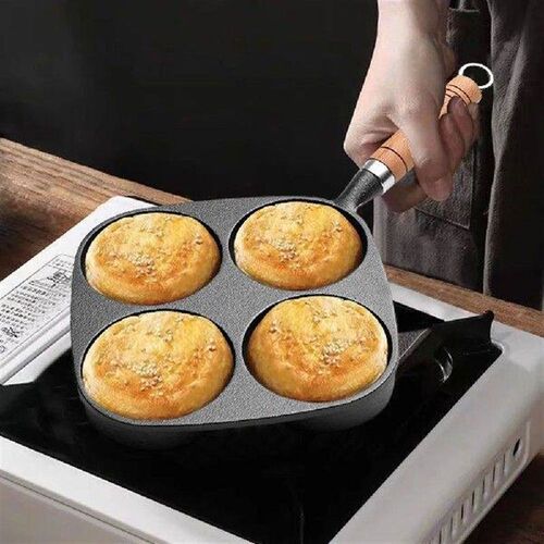 4 Hole Egg Pancake Steak Pan Non-Stick Cast Iron Omelet Pan
