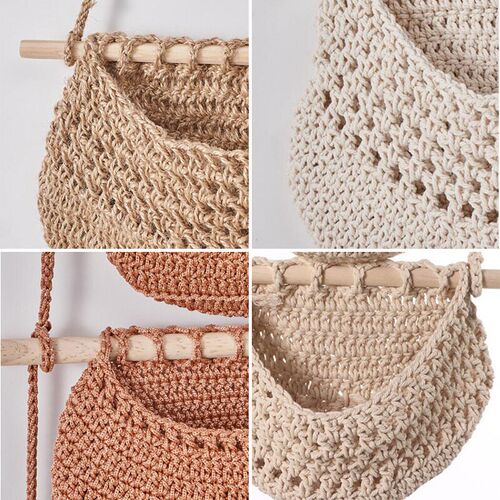 Hanging Fruit Basket Vegetable Storage Handmade Woven Jute