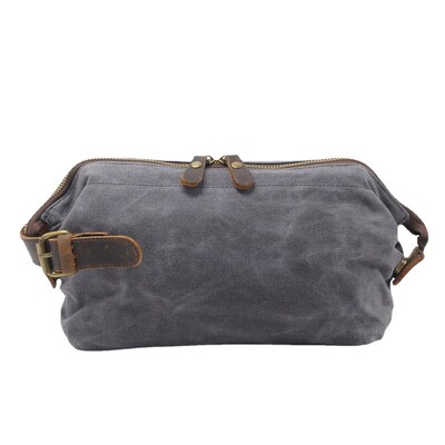 Mens Hand-grabbing Bag Oil Wax  Toilet Bag Retro Clutch Top