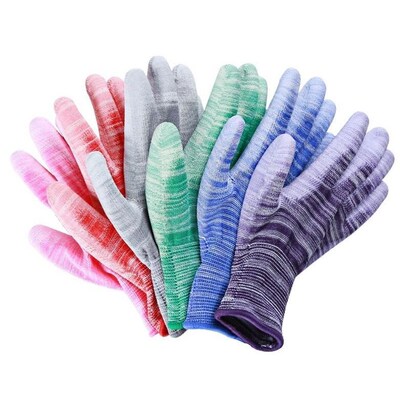 10 Pairs PU Nitrile Safety Coating Nylon Cotton Work Gloves